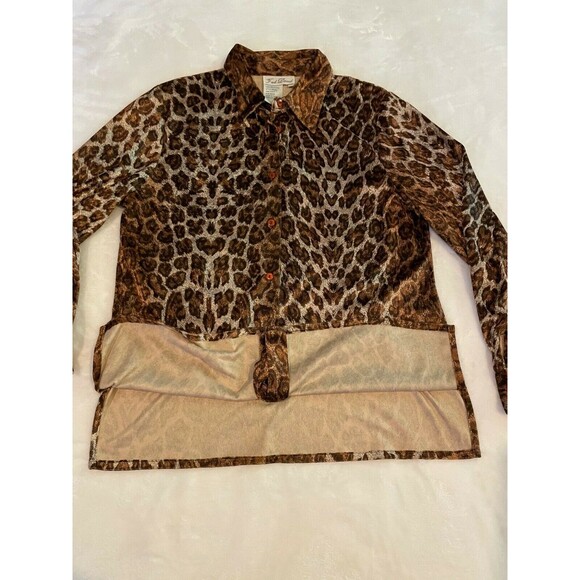 Fred David Ladies Vintage Top Animal Print Polyester Size 8 Long Sleeve - Picture 6 of 8